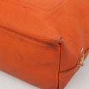 PRADA Tote Bag Leather Orange Gold Auth hk2515-8