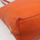 PRADA Tote Bag Leather Orange Gold Auth hk2515-17