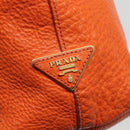 PRADA Tote Bag Leather Orange Gold Auth hk2515-18