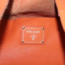 PRADA Tote Bag Leather Orange Gold Auth hk2515-19