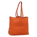 PRADA Tote Bag Leather Orange Gold Auth hk2515-1