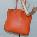 PRADA Tote Bag Leather Orange Gold Auth hk2515-22