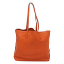 PRADA Tote Bag Leather Orange Gold Auth hk2515-2