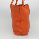 PRADA Tote Bag Leather Orange Gold Auth hk2515-3