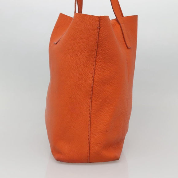 PRADA Tote Bag Leather Orange Gold Auth hk2515