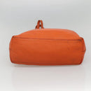 PRADA Tote Bag Leather Orange Gold Auth hk2515-5
