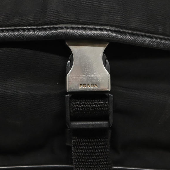 PRADA Schoudertas Nylon Zwart Zilver Auth hk2516