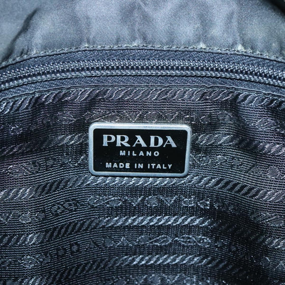PRADA Schoudertas Nylon Zwart Zilver Auth hk2516