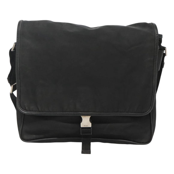PRADA Shoulder Bag Nylon Black Silver Auth hk2516