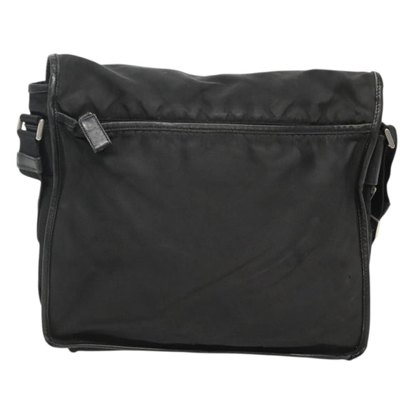 PRADA Shoulder Bag Nylon Black Silver Auth hk2516