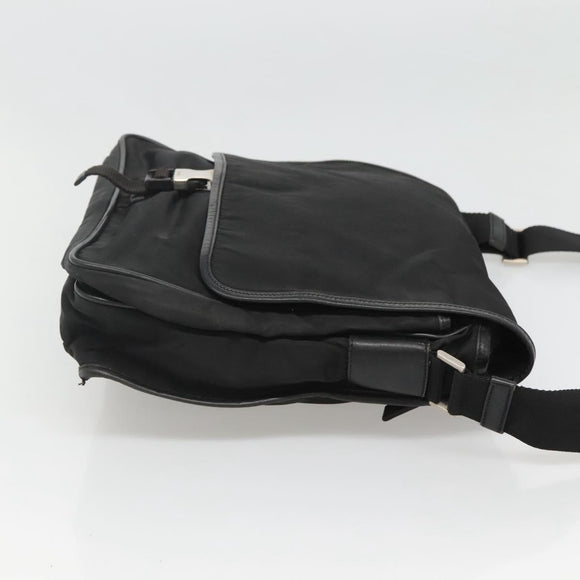 PRADA Shoulder Bag Nylon Black Silver Auth hk2516