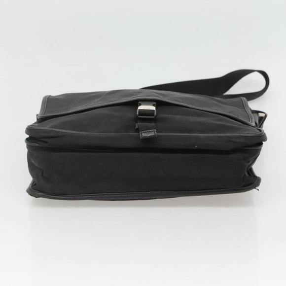 PRADA Shoulder Bag Nylon Black Silver Auth hk2516