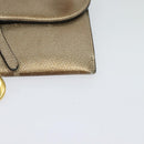 Christian Dior Saddle Chain Wallet Leather Brown Gold Auth hk2524-15