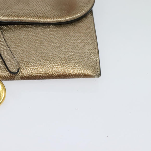 Christian Dior Saddle Chain Wallet Leather Brown Gold Auth hk2524