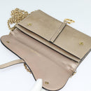 Christian Dior Saddle Chain Wallet Leather Brown Gold Auth hk2524-9