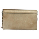 Christian Dior Saddle Chain Wallet Leather Brown Gold Auth hk2524-2