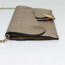 Christian Dior Saddle Chain Wallet Leather Brown Gold Auth hk2524-3