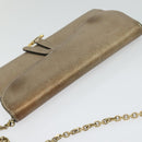 Christian Dior Saddle Chain Wallet Leather Brown Gold Auth hk2524-6