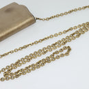 Christian Dior Saddle Chain Wallet Leather Brown Gold Auth hk2524-7