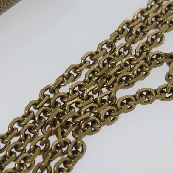 Christian Dior Saddle Chain Wallet Leather Brown Gold Auth hk2524