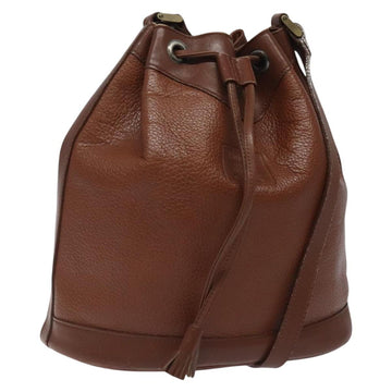 Burberrys Shoulder Bag Leather Brown Gold Auth hk2525