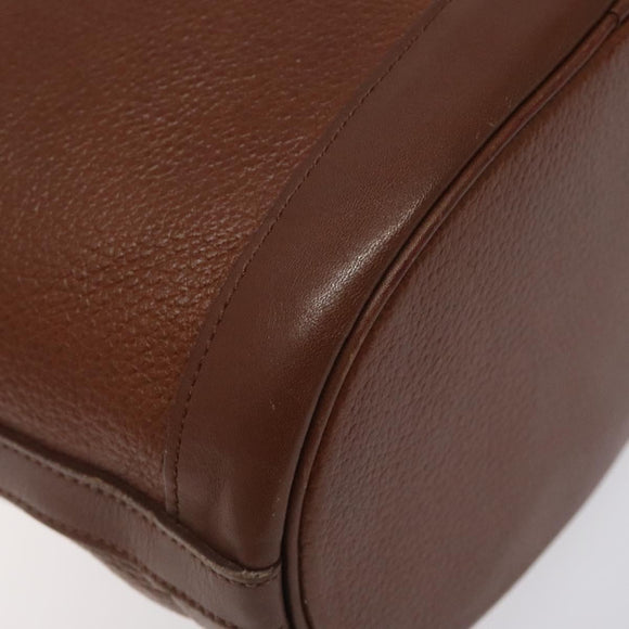 Burberrys Shoulder Bag Leather Brown Gold Auth hk2525