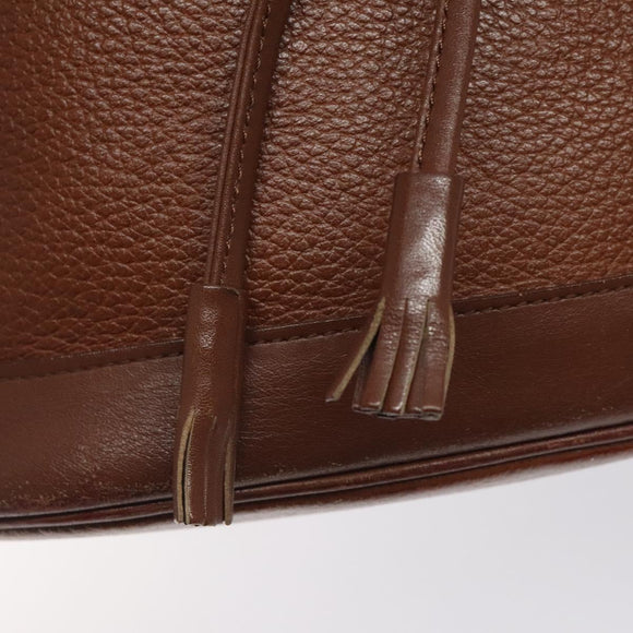 Burberrys Shoulder Bag Leather Brown Gold Auth hk2525