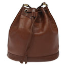 Burberrys Shoulder Bag Leather Brown Gold Auth hk2525-13