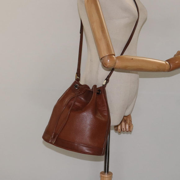 Burberrys Shoulder Bag Leather Brown Gold Auth hk2525
