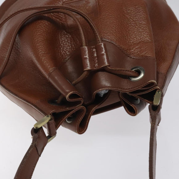 Burberrys Shoulder Bag Leather Brown Gold Auth hk2525