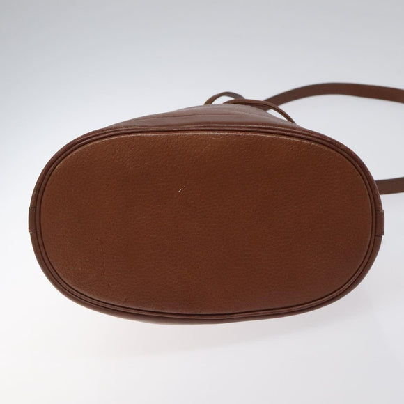 Burberrys Shoulder Bag Leather Brown Gold Auth hk2525