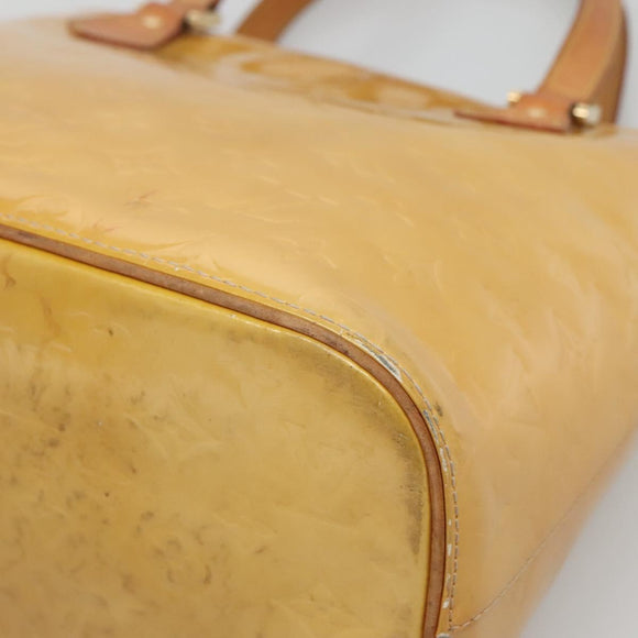 LOUIS VUITTON Monogram Vernis Houston Hand Bag Beige M91004 LV Auth hk2531