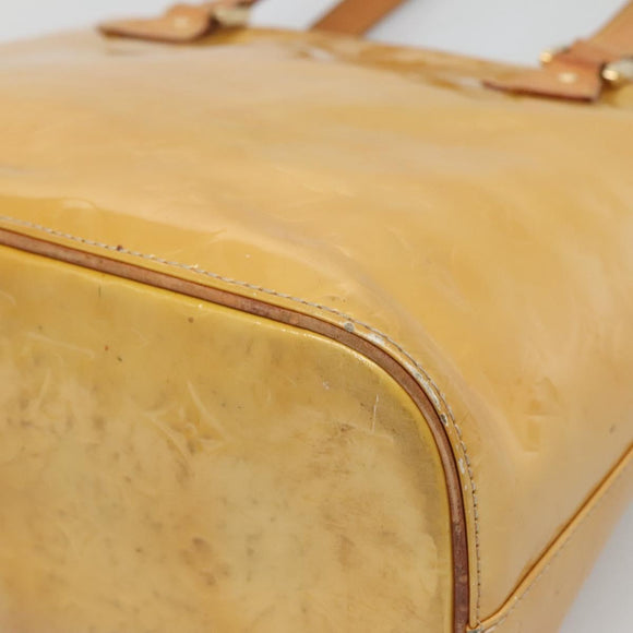 LOUIS VUITTON Monogram Vernis Houston Hand Bag Beige M91004 LV Auth hk2531