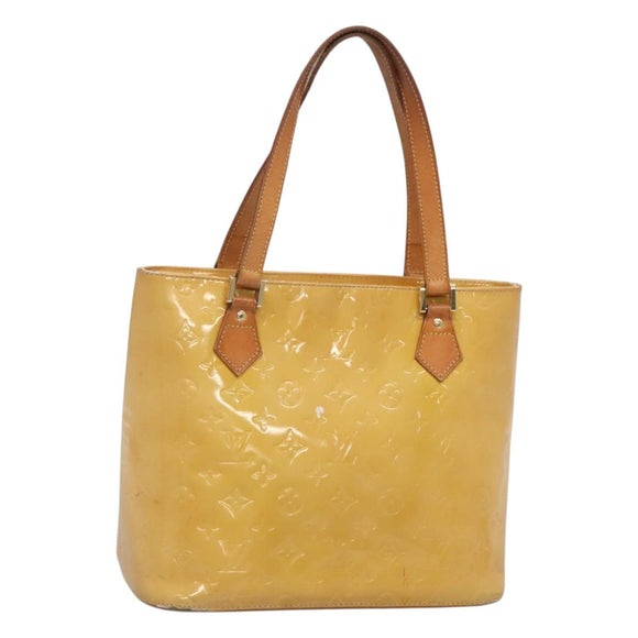 LOUIS VUITTON Monogram Vernis Houston Hand Bag Beige M91004 LV Auth hk2531