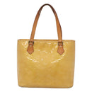LOUIS VUITTON Monogram Vernis Houston Hand Bag Beige M91004 LV Auth hk2531-13