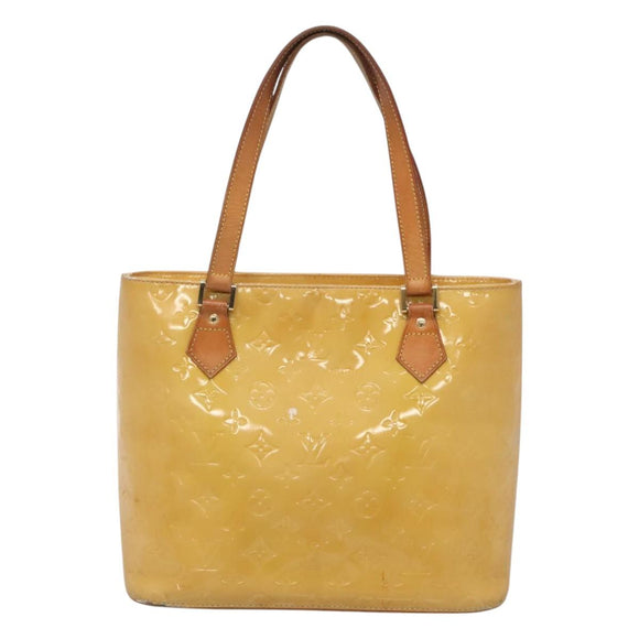 LOUIS VUITTON Monogram Vernis Houston Hand Bag Beige M91004 LV Auth hk2531