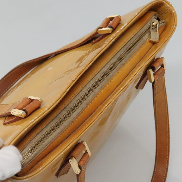 LOUIS VUITTON Monogram Vernis Houston Hand Bag Beige M91004 LV Auth hk2531