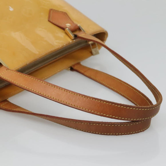 LOUIS VUITTON Monogram Vernis Houston Hand Bag Beige M91004 LV Auth hk2531