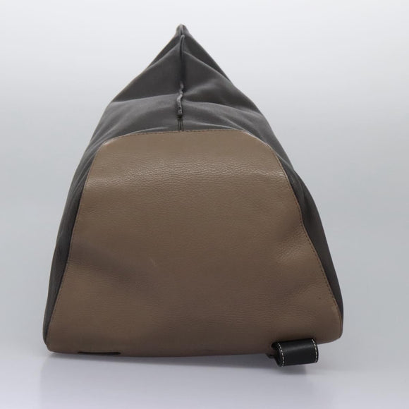 LOEWE Anagram Body Bag Leather Gray Silver Auth hk2593