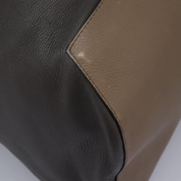 LOEWE Anagram Body Bag Leather Gray Silver Auth hk2593