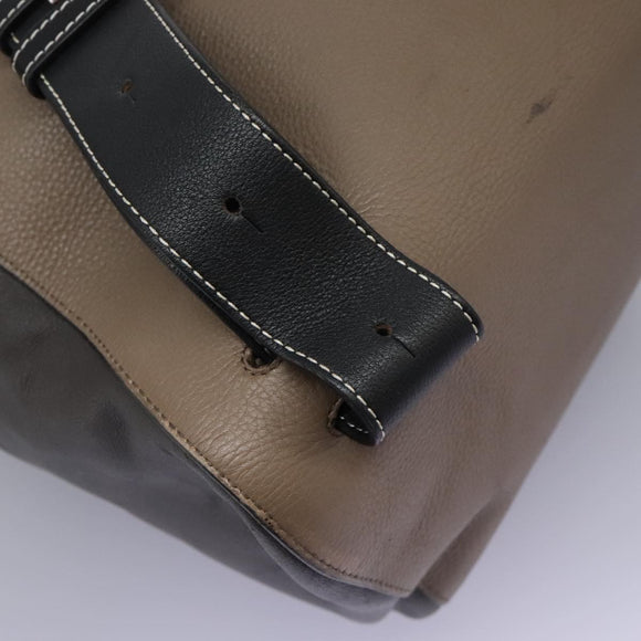 LOEWE Anagram Body Bag Leather Gray Silver Auth hk2593