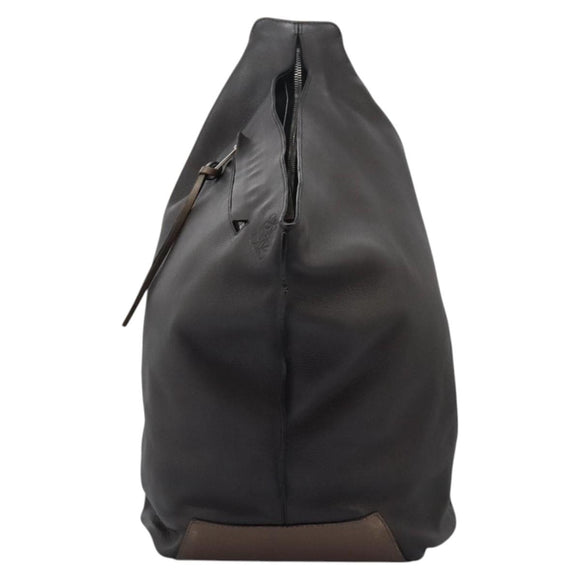 LOEWE Anagram Body Bag Leather Gray Silver Auth hk2593