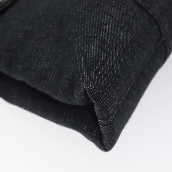 BVLGARI Logo Mania Shoulder Bag Canvas Black Silver Auth hk2594