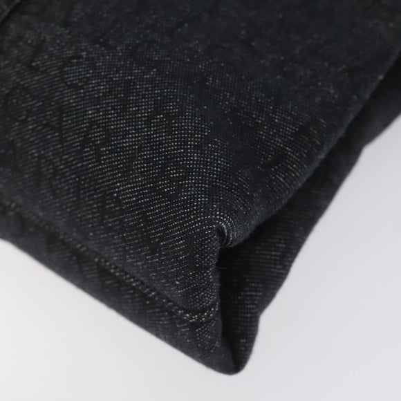 BVLGARI Logo Mania Shoulder Bag Canvas Black Silver Auth hk2594