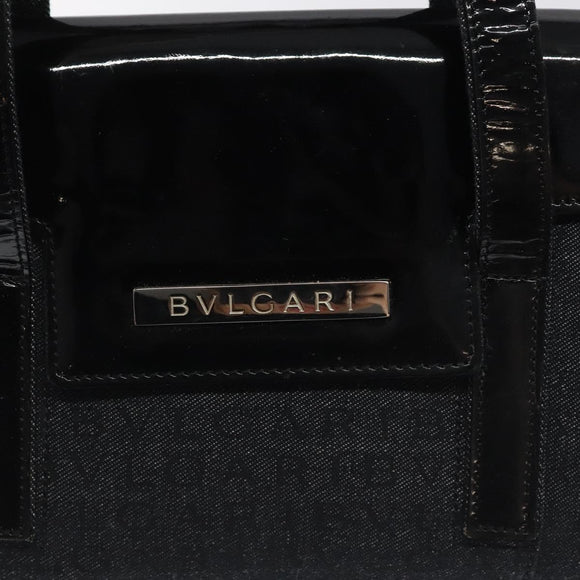 BVLGARI Logo Mania Shoulder Bag Canvas Black Silver Auth hk2594