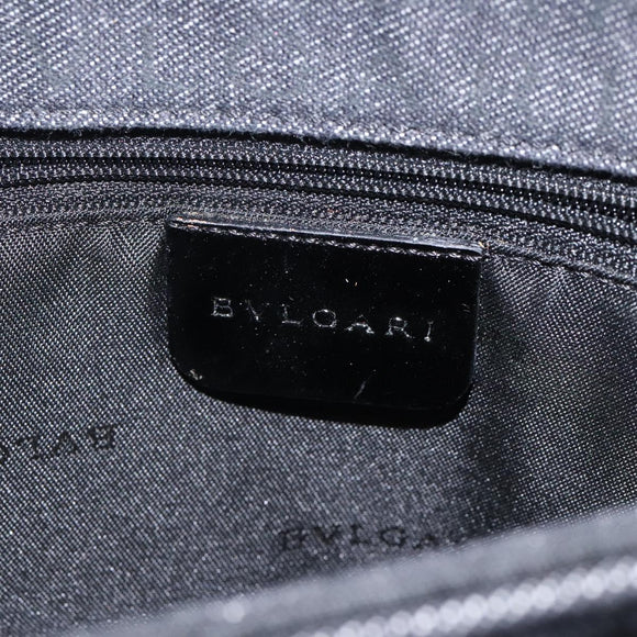 BVLGARI Logo Mania Shoulder Bag Canvas Black Silver Auth hk2594