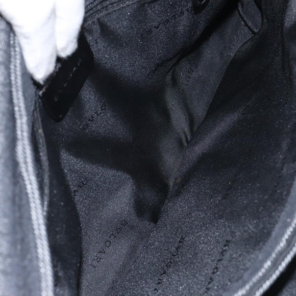 BVLGARI Logo Mania Shoulder Bag Canvas Black Silver Auth hk2594