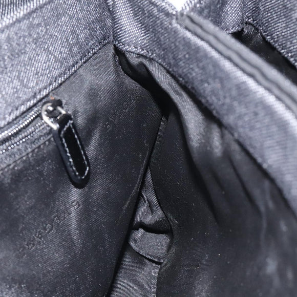 BVLGARI Logo Mania Shoulder Bag Canvas Black Silver Auth hk2594