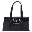 BVLGARI Logo Mania Shoulder Bag Canvas Black Silver Auth hk2594-2