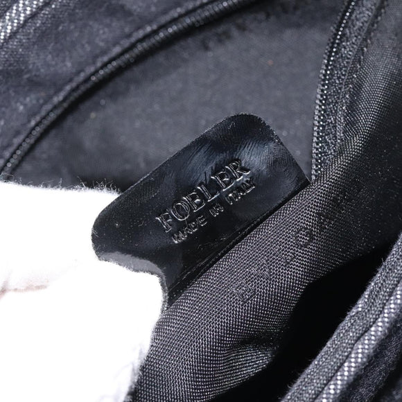 BVLGARI Logo Mania Shoulder Bag Canvas Black Silver Auth hk2594